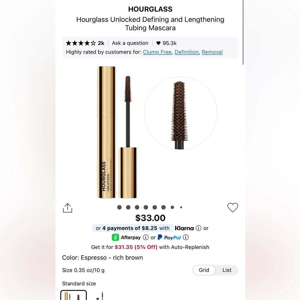 Hourglass Unlocked Lengthening Tubing Mascara in Espresso ( New No Box)